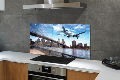 Painel de vidro Nuvens de cidade de avião