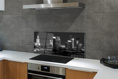 Painel de vidro Panorama de Varsóvia: arranha-céus noturnos