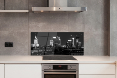 Painel de vidro Panorama de Varsóvia: arranha-céus noturnos