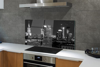 Painel de vidro Panorama de Varsóvia: arranha-céus noturnos