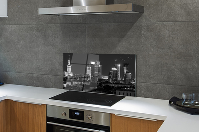 Painel de vidro Panorama de Varsóvia: arranha-céus noturnos