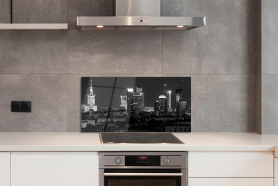 Painel de vidro Panorama de Varsóvia: arranha-céus noturnos