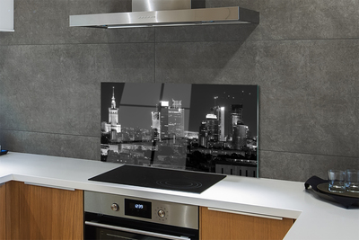 Painel de vidro Panorama de Varsóvia: arranha-céus noturnos