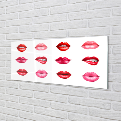 Painel de vidro Lábios vermelhos e rosa