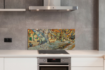 Painel de vidro Praça da cidade de arte abstrata