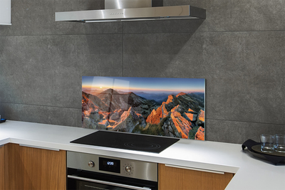 Painel de vidro Pôr do sol na montanha