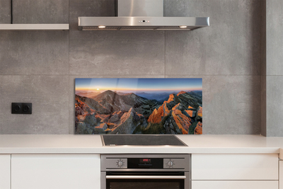 Painel de vidro Pôr do sol na montanha