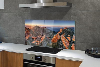 Painel de vidro Pôr do sol na montanha