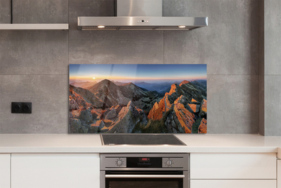 Painel de vidro Pôr do sol na montanha