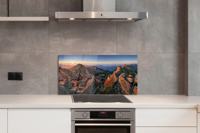 Painel de vidro Pôr do sol na montanha