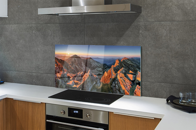 Painel de vidro Pôr do sol na montanha