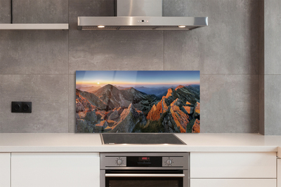 Painel de vidro Pôr do sol na montanha