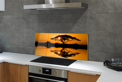 Painel de vidro Árvore do pôr do sol