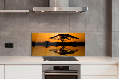 Painel de vidro Árvore do pôr do sol