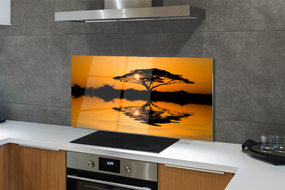 Painel de vidro Árvore do pôr do sol