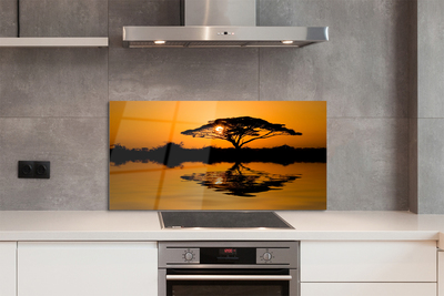 Painel de vidro Árvore do pôr do sol