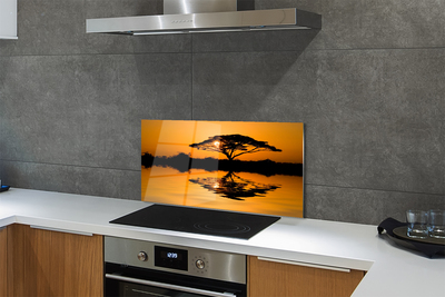 Painel de vidro Árvore do pôr do sol