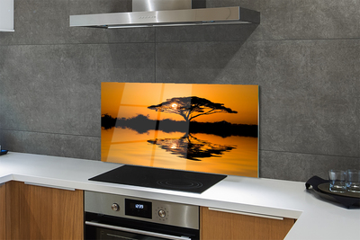 Painel de vidro Árvore do pôr do sol