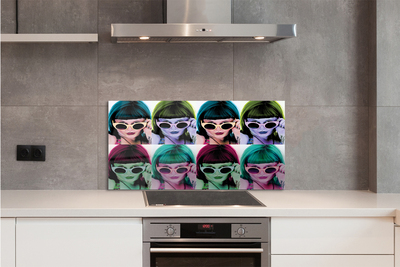 Painel de vidro Mulher com cabelos coloridos e óculos