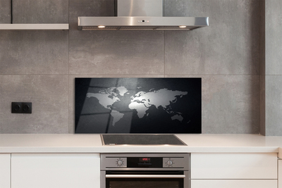 Painel de vidro Mapa de fundo preto e branco