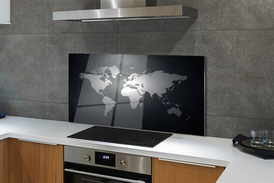 Painel de vidro Mapa de fundo preto e branco