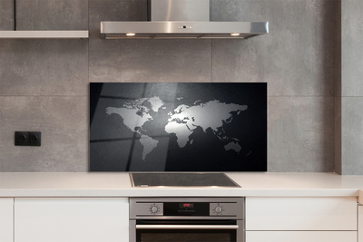 Painel de vidro Mapa de fundo preto e branco