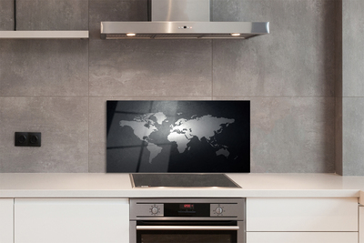 Painel de vidro Mapa de fundo preto e branco