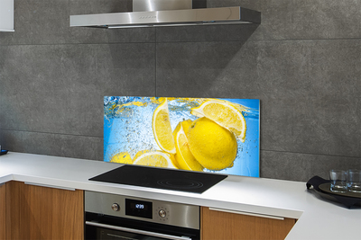 Painel de vidro Limões na água