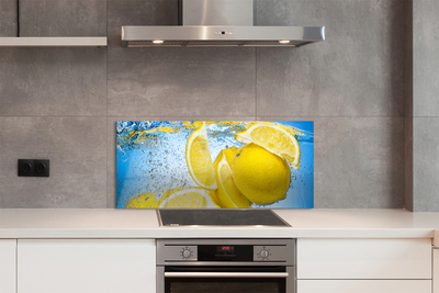 Painel de vidro Limões na água