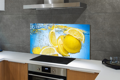Painel de vidro Limões na água