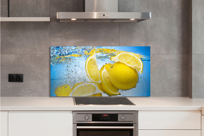 Painel de vidro Limões na água