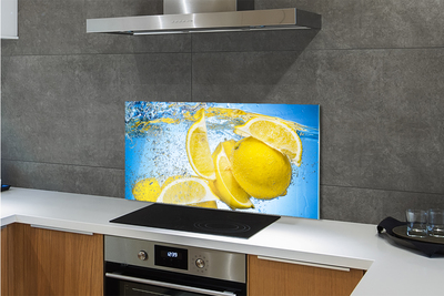 Painel de vidro Limões na água