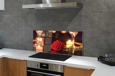 Painel de vidro copos de velas rosas