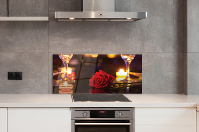 Painel de vidro copos de velas rosas