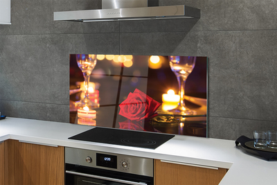 Painel de vidro copos de velas rosas