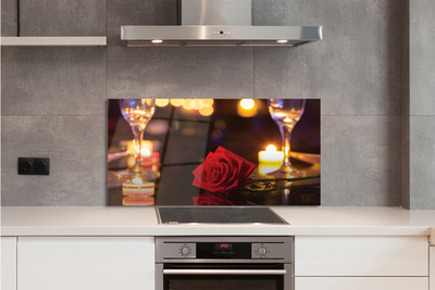 Painel de vidro copos de velas rosas