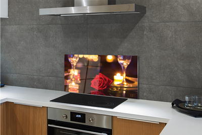 Painel de vidro copos de velas rosas