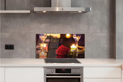 Painel de vidro copos de velas rosas