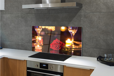 Painel de vidro copos de velas rosas