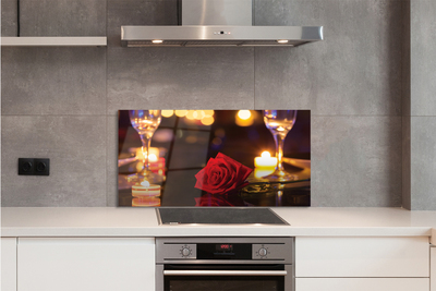 Painel de vidro copos de velas rosas