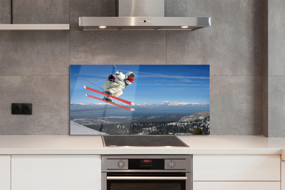 Painel de vidro Esquiador de montanha