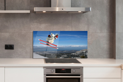 Painel de vidro Esquiador de montanha