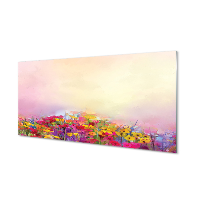 Painel de vidro Pintando flores céu