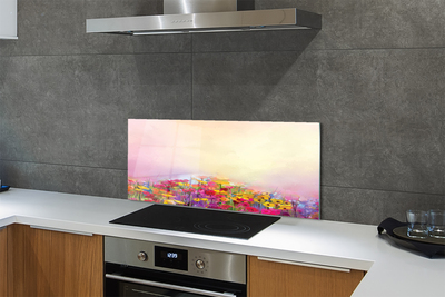 Painel de vidro Pintando flores céu