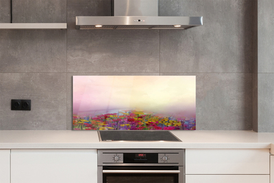 Painel de vidro Pintando flores céu