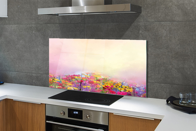 Painel de vidro Pintando flores céu