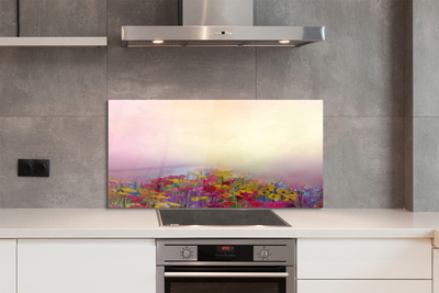 Painel de vidro Pintando flores céu