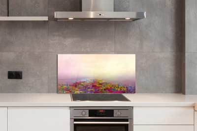 Painel de vidro Pintando flores céu