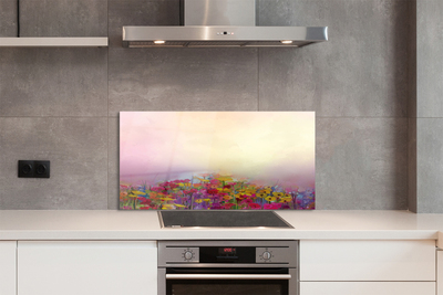 Painel de vidro Pintando flores céu