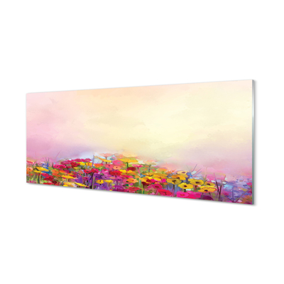 Painel de vidro Pintando flores céu